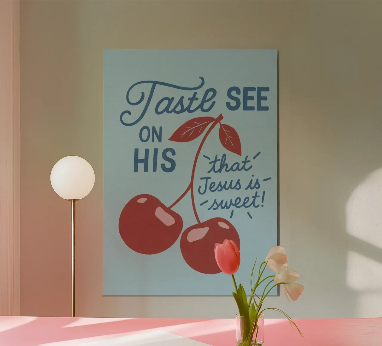 Proef en zie Jezus is zoet - Kunstdruk poster van vintagepod