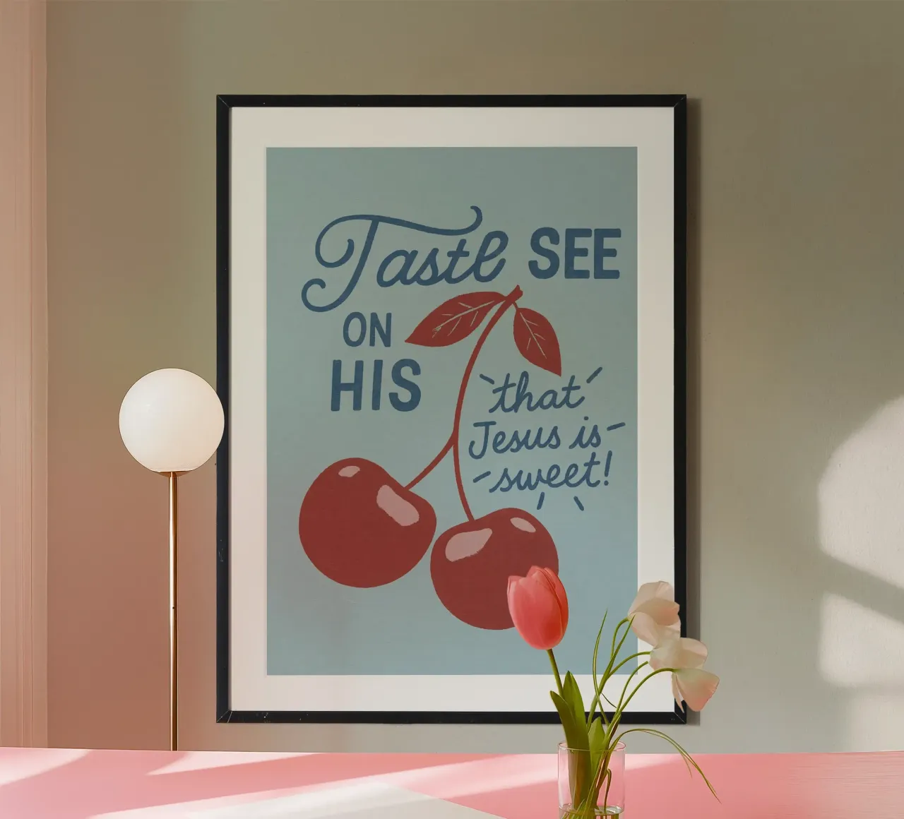 Proef en zie Jezus is zoet - Kunstdruk poster van vintagepod