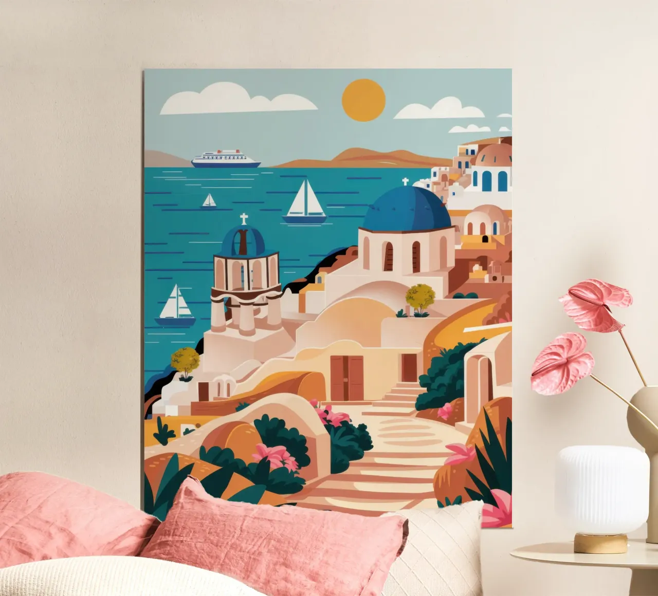 Santorini Dorf Aussicht Poster von Heaven Craft