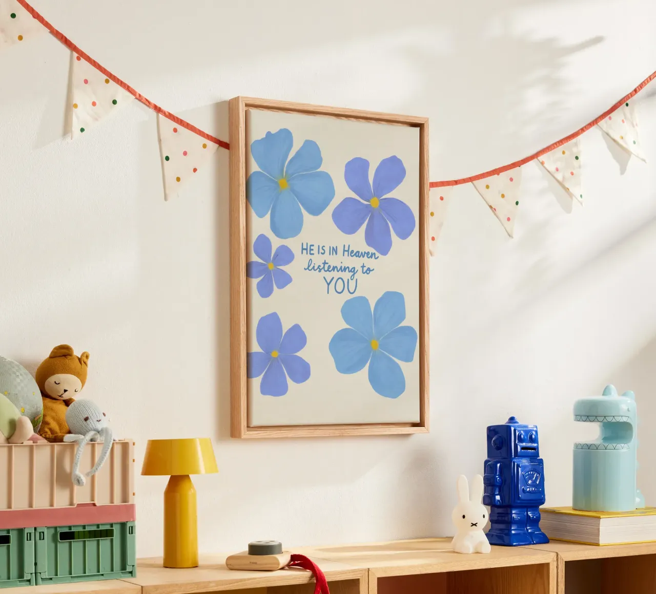 He Is in Heaven Listening to You Art canvas with Floater frame by vintagepod