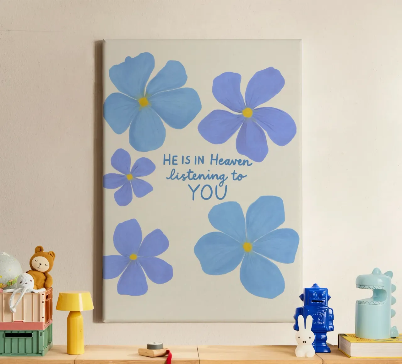 He Is in Heaven Listening to You Art canvas with Floater frame by vintagepod
