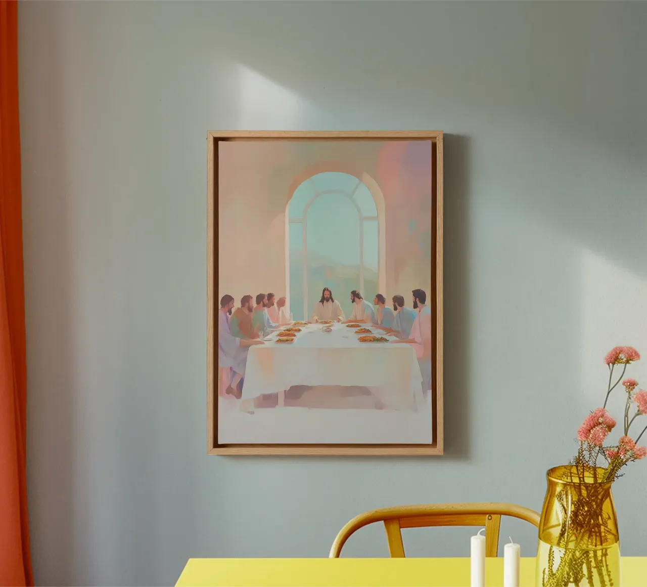 The Last Supper, Modern Christian Art canvas with Floater frame by vintagepod