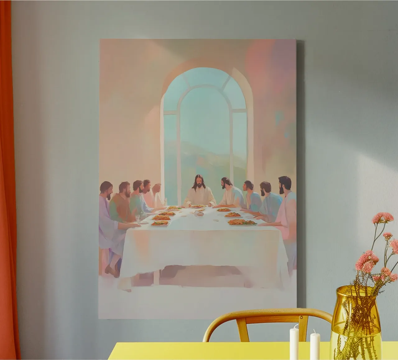 The Last Supper, Modern Christian Art canvas with Floater frame by vintagepod