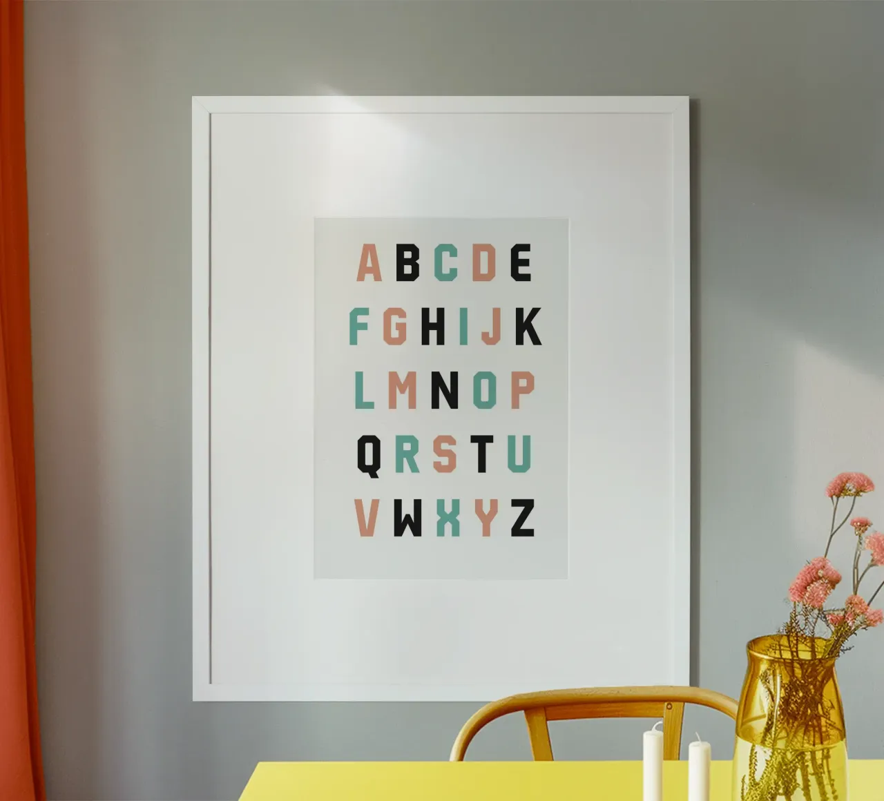 Typography Alphabet #4 poster con telaio in legno da kathrinmay