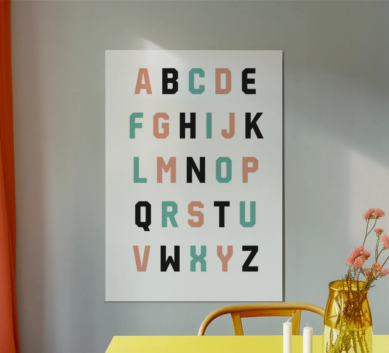 Typography Alphabet #4 poster con telaio in legno da kathrinmay