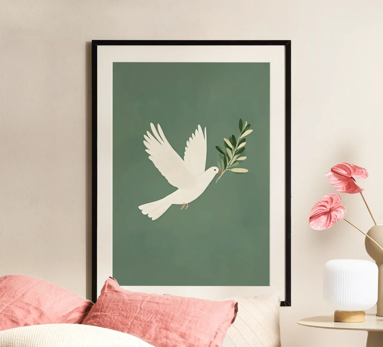 Taube mit Olivenzweig, Frieden Kunstdruck Poster von vintagepod