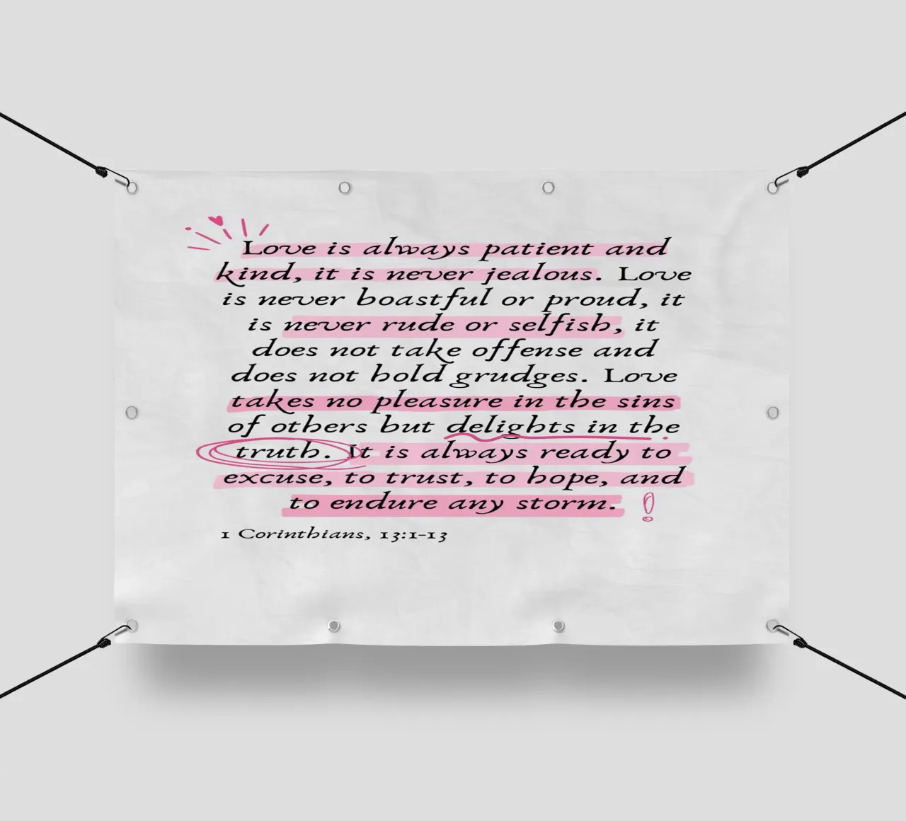 L'amore è paziente, 1 Corinzi 13:1-13 telo in pvc da vintagepod