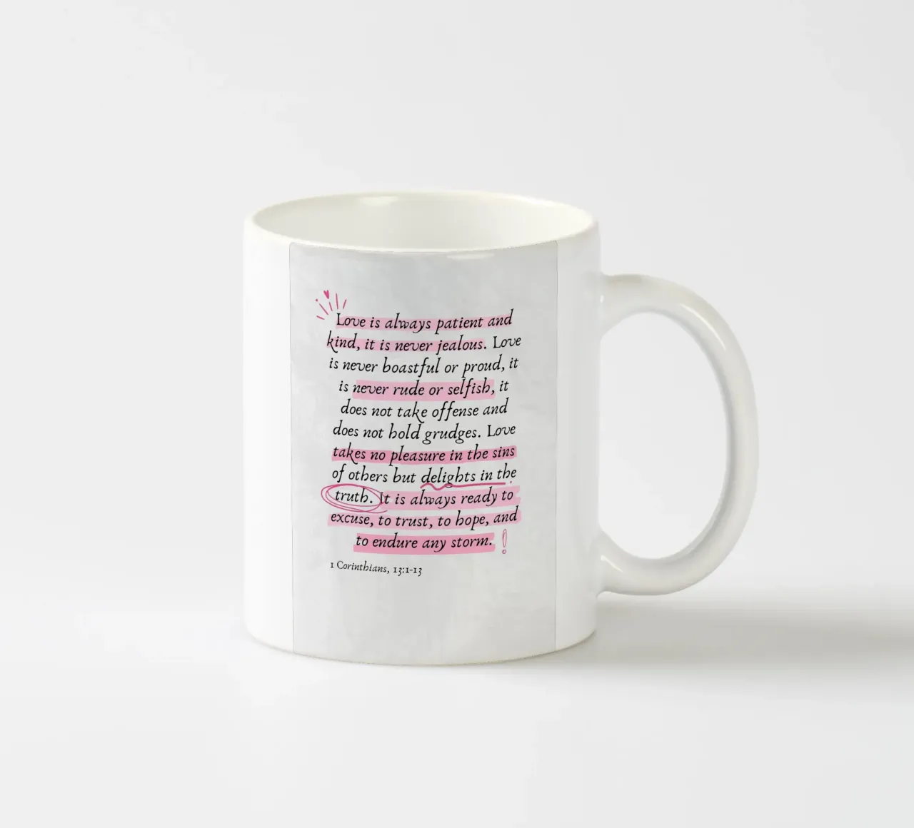 L'amore è paziente, 1 Corinzi 13:1-13 tazza in ceramica da vintagepod
