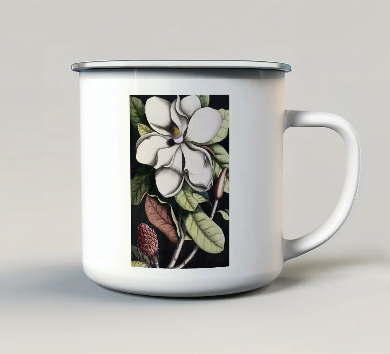 Vintage Catesby 1 Magnolia Altissima tazza in smalto da Vintage Print Collection