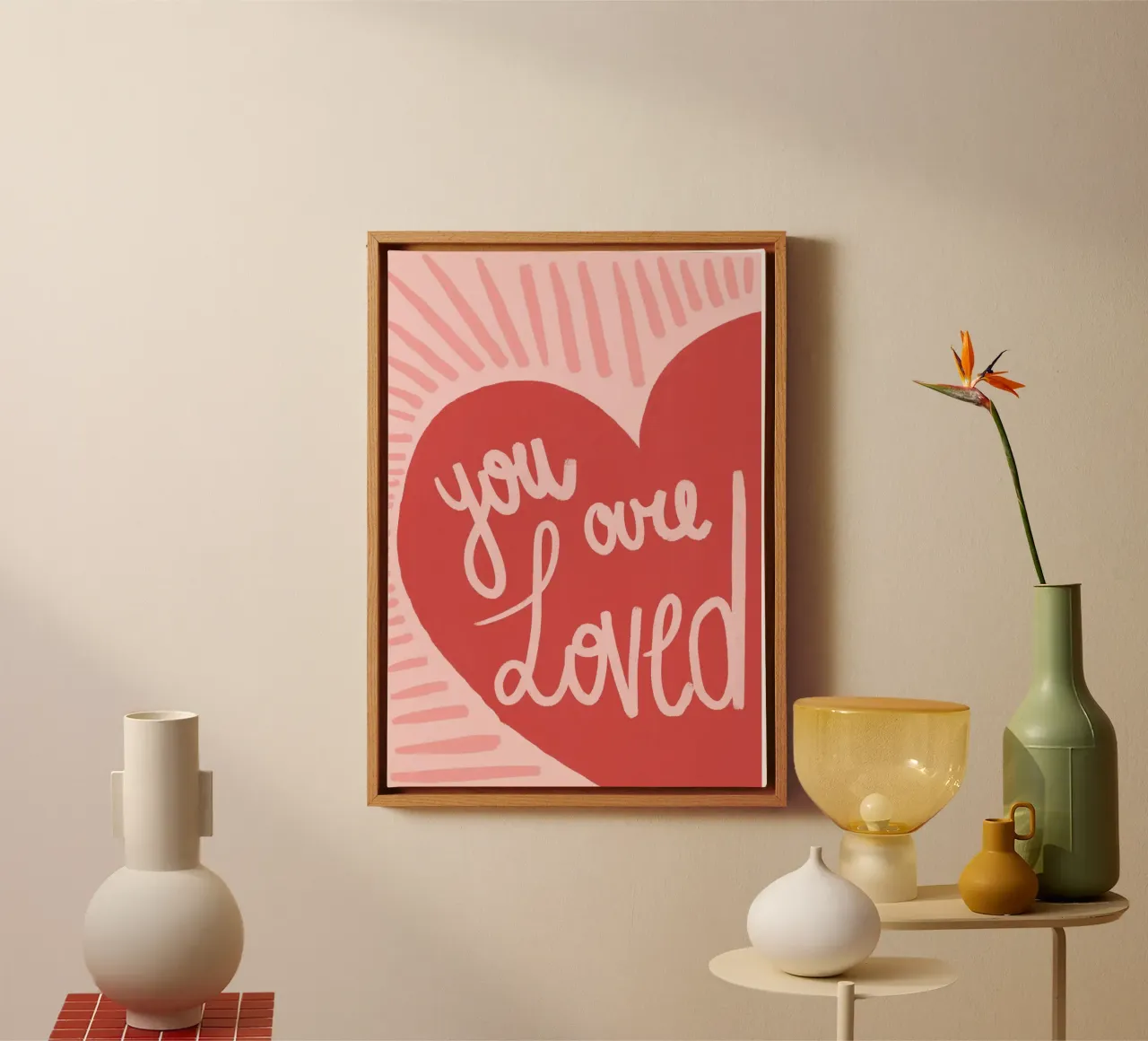 You Are Loved - Christian Heart Art canvas with Floater frame by vintagepod