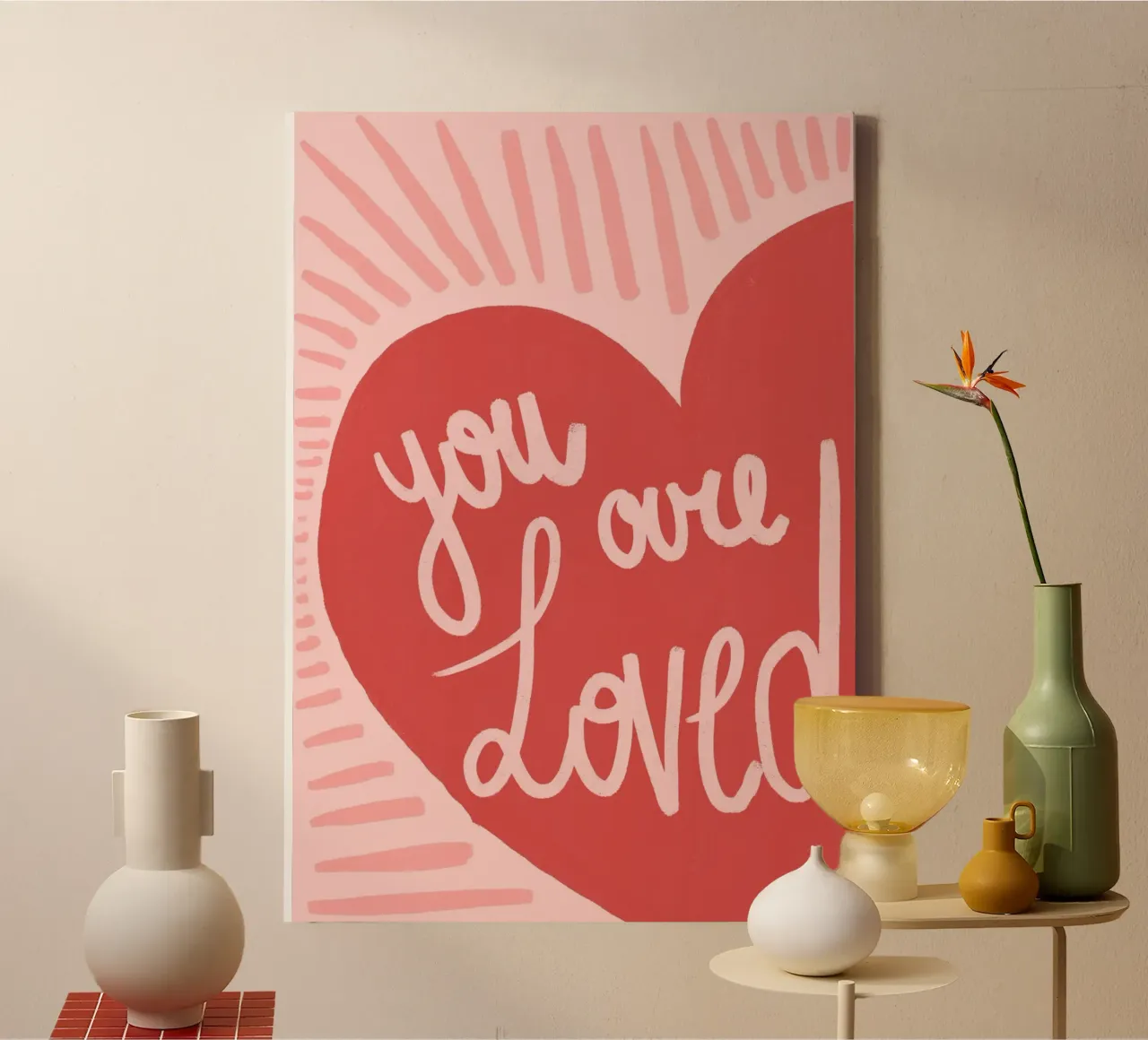 You Are Loved - Christian Heart Art canvas with Floater frame by vintagepod