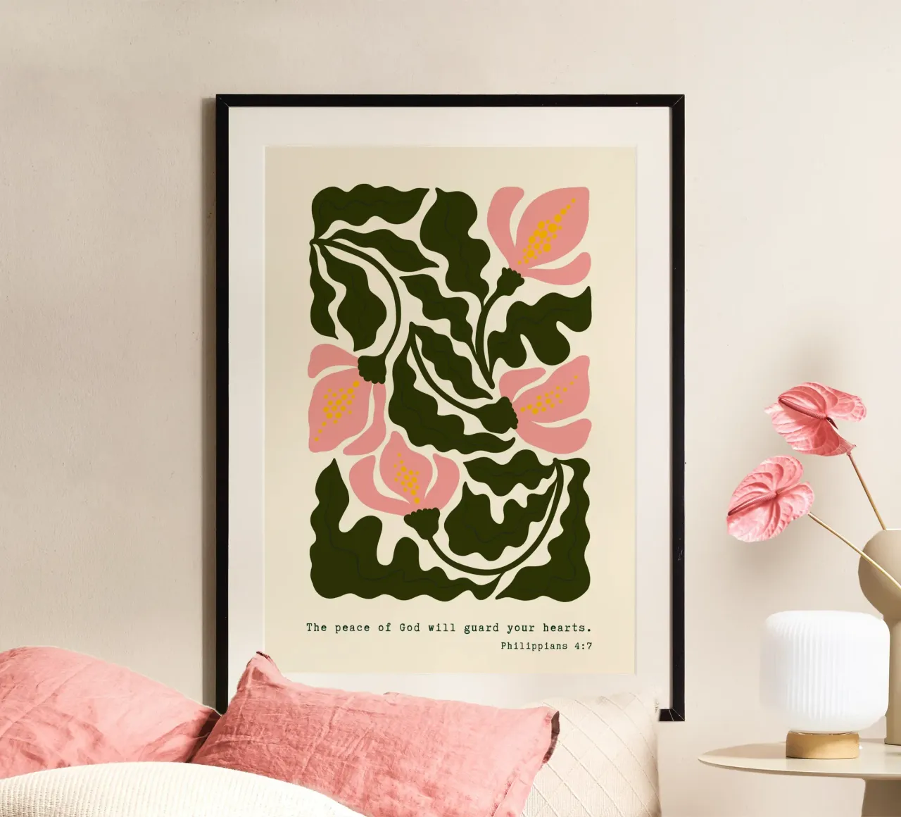 Vrede van God, abstracte florale kunstdruk poster van vintagepod