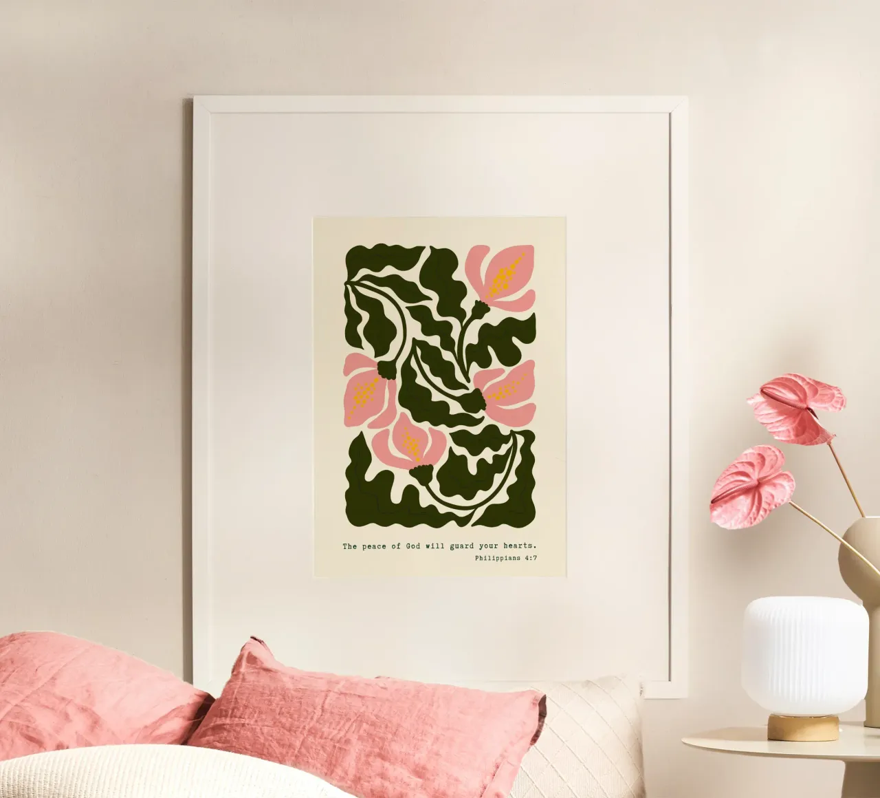Vrede van God, abstracte florale kunstdruk poster van vintagepod