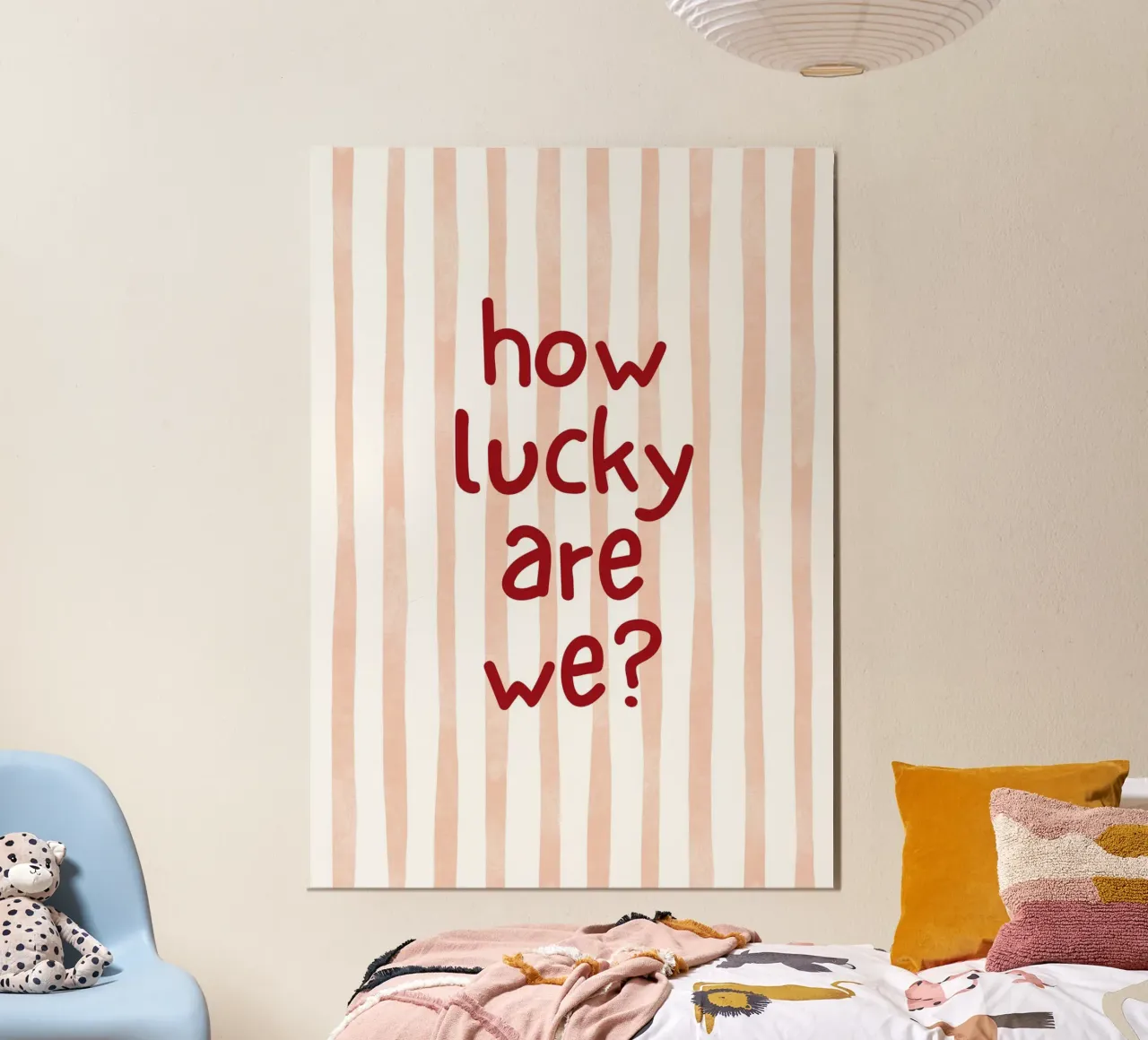 Wie glücklich sind wir? - Kunstdruck Poster mit Holzrahmen von vintagepod