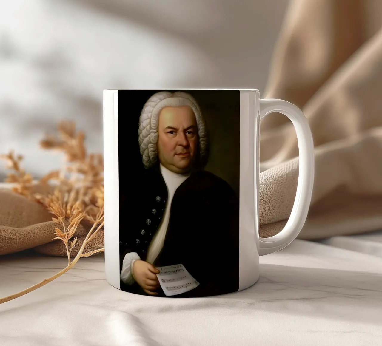 Johann Sebastian Bach, tazza in ceramica da Low poly art