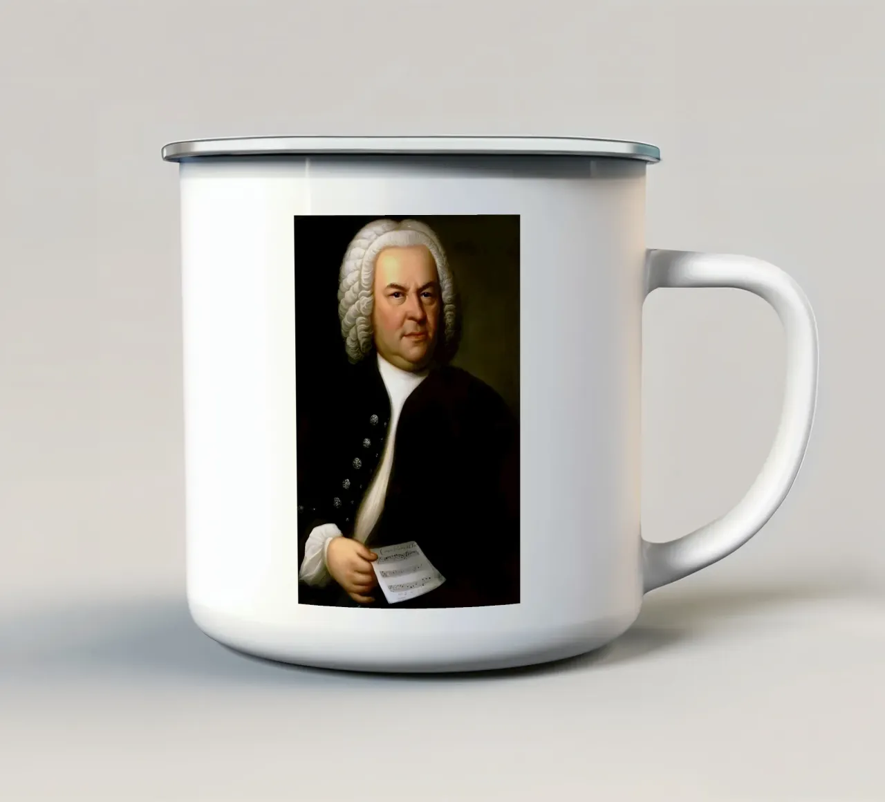 Johann Sebastian Bach, tazza in smalto da Low poly art