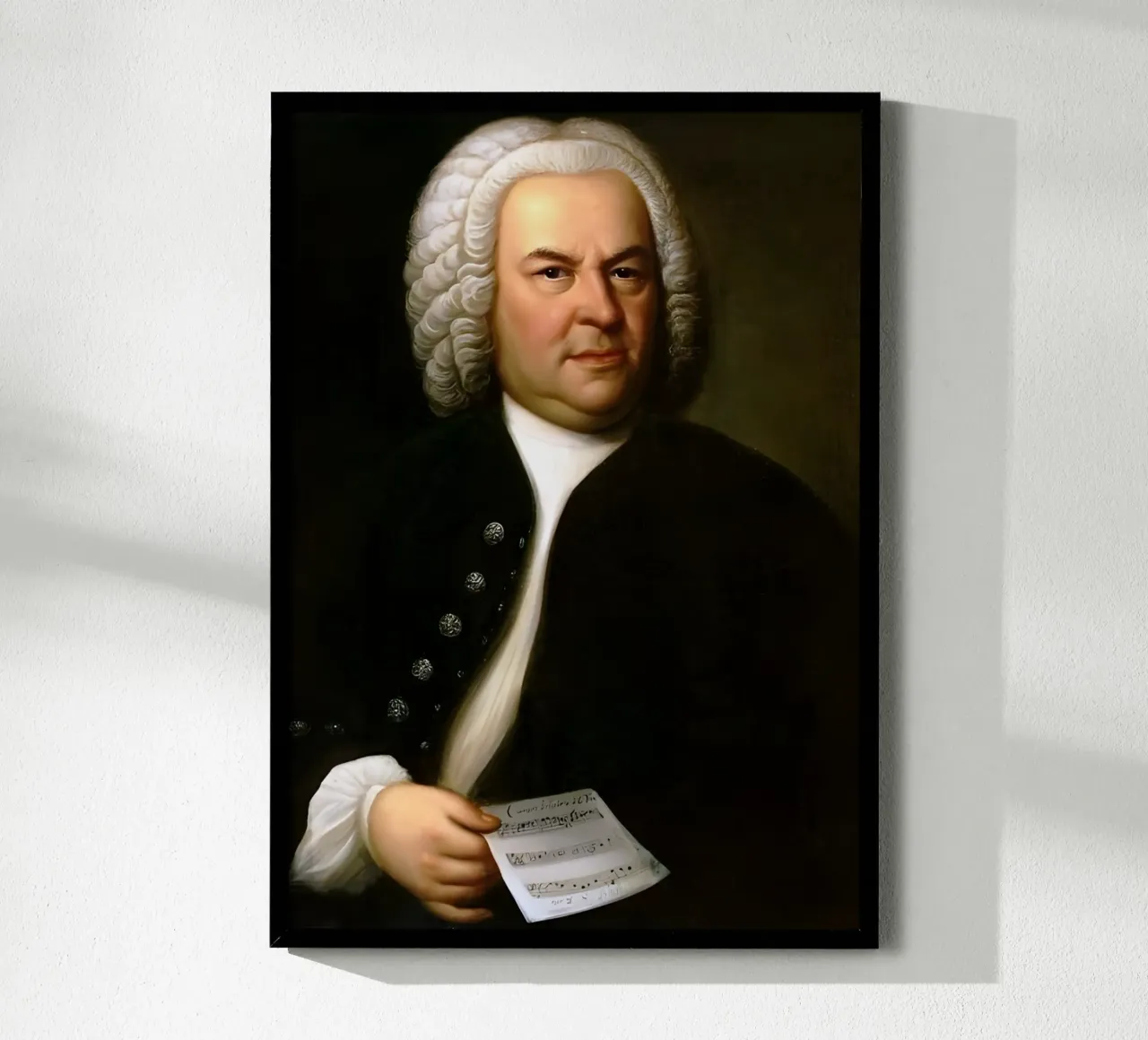 Johann Sebastian Bach, poster con telaio in alluminio da Low poly art