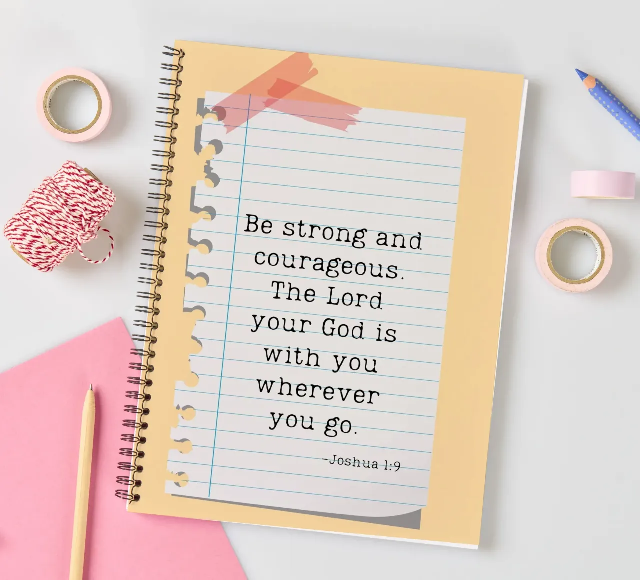 Be Strong & Courageous - Joshua 1:9 spiral notebook by vintagepod