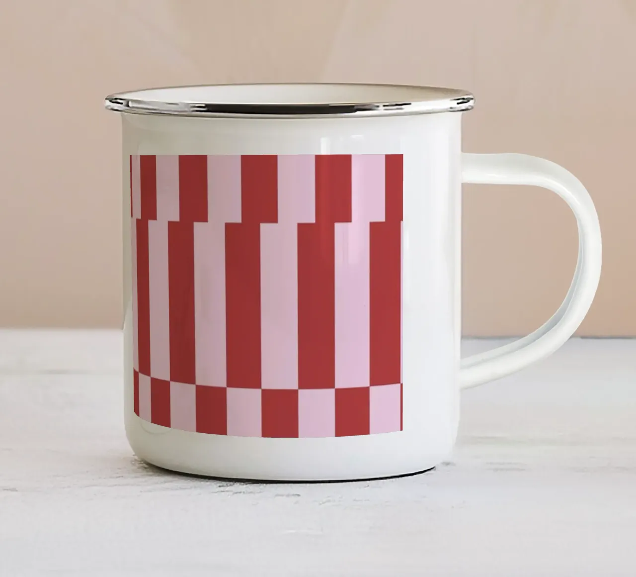 Zickzack rot rosa tazza in smalto da Studio ROSAGRAU