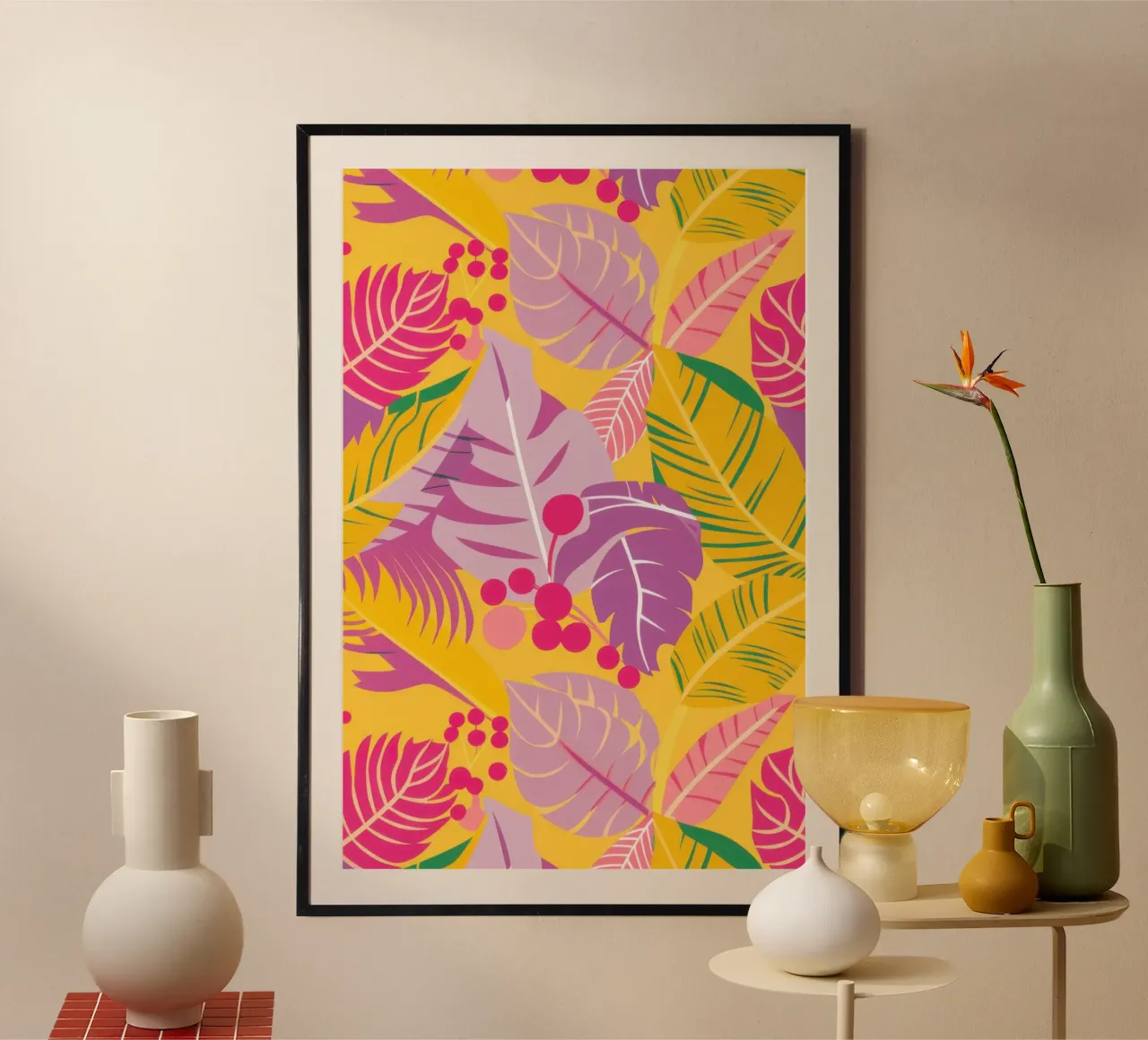 Fusione floreale solare poster con telaio in alluminio da Heaven Craft