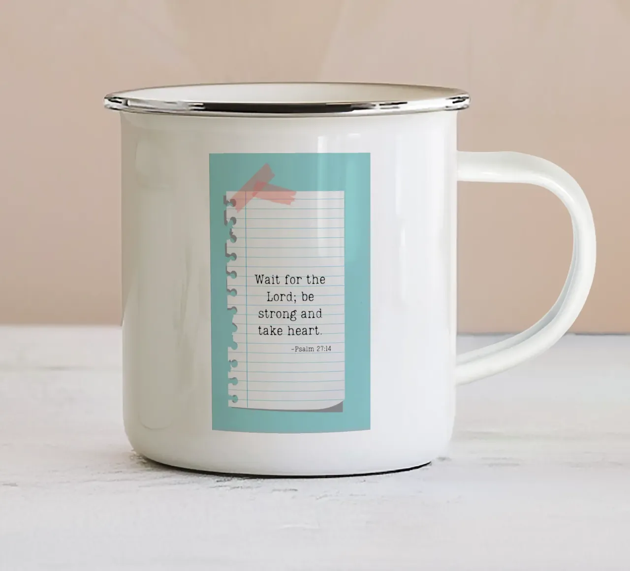 Aspettare il Signore - Salmo 27:14 tazza in smalto da vintagepod