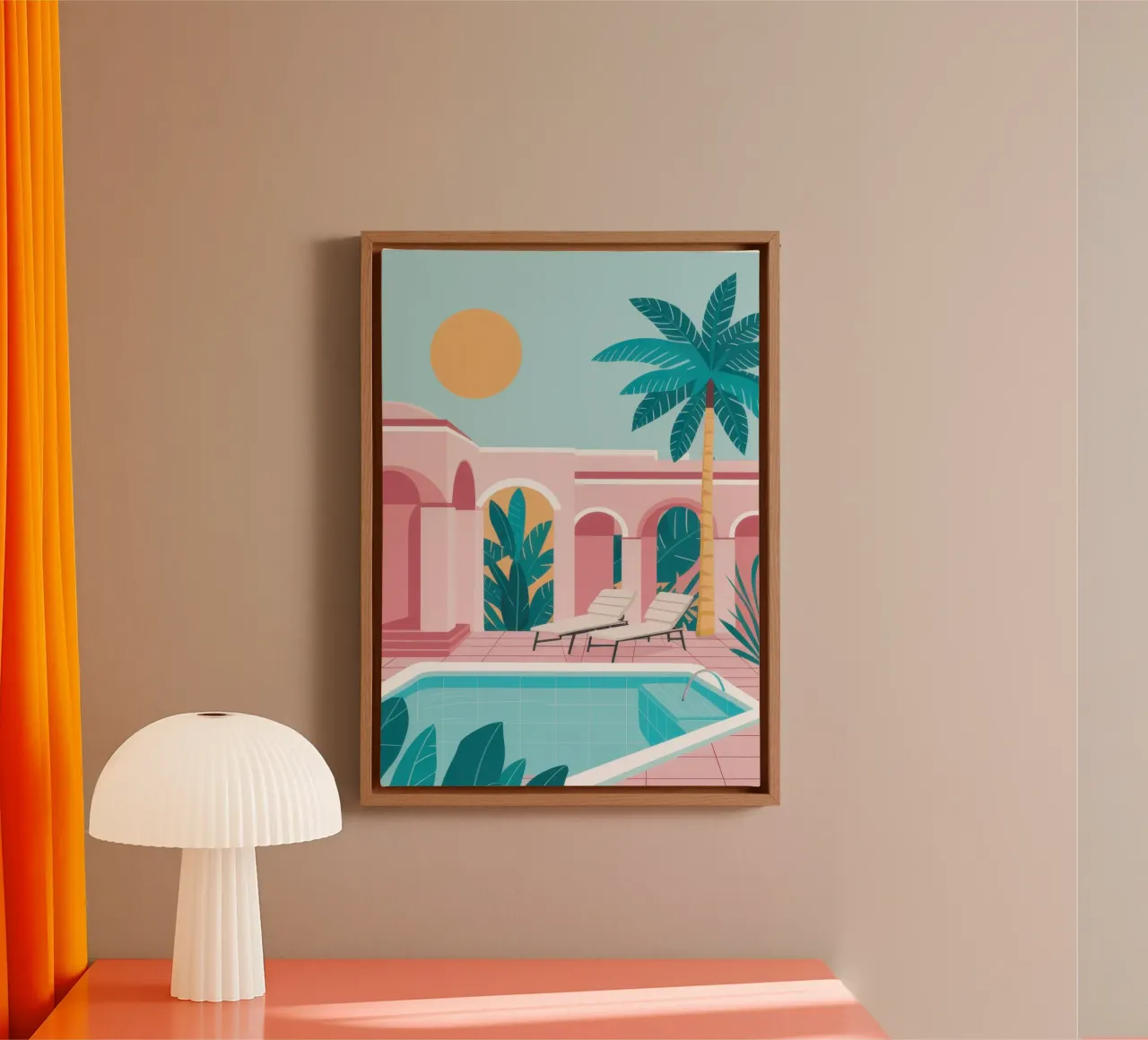 Modernes Pool-Glück Leinwand mit Schattenfugenrahmen von Heaven Craft