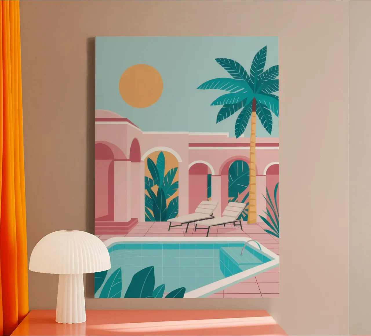 Modernes Pool-Glück Leinwand mit Schattenfugenrahmen von Heaven Craft