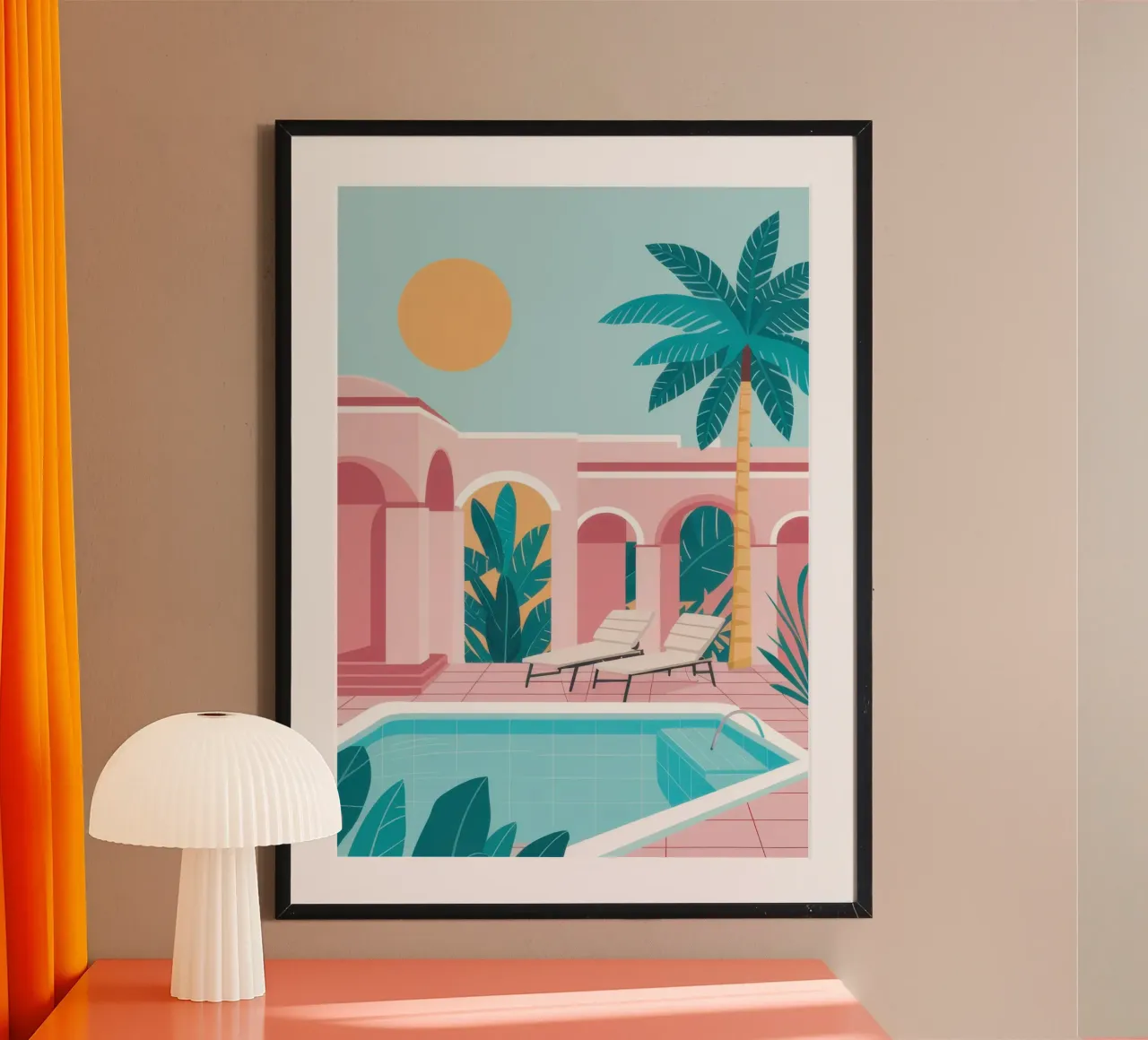 Modernes Pool-Glück Poster mit Aluminium Rahmen von Heaven Craft