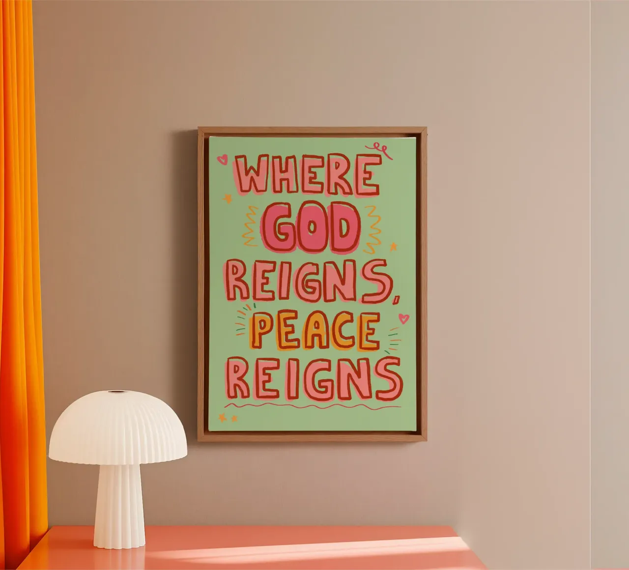Waar God Regeert, Regeert Vrede Kunst canvas met Baklijst van vintagepod