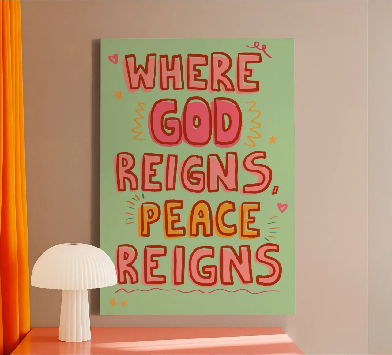 Waar God Regeert, Regeert Vrede Kunst canvas met Baklijst van vintagepod