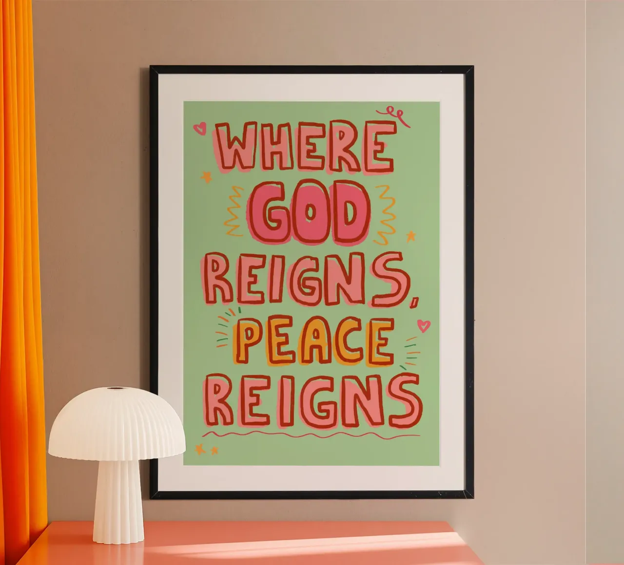 Dove regna Dio, regna la pace Arte poster con telaio in alluminio da vintagepod