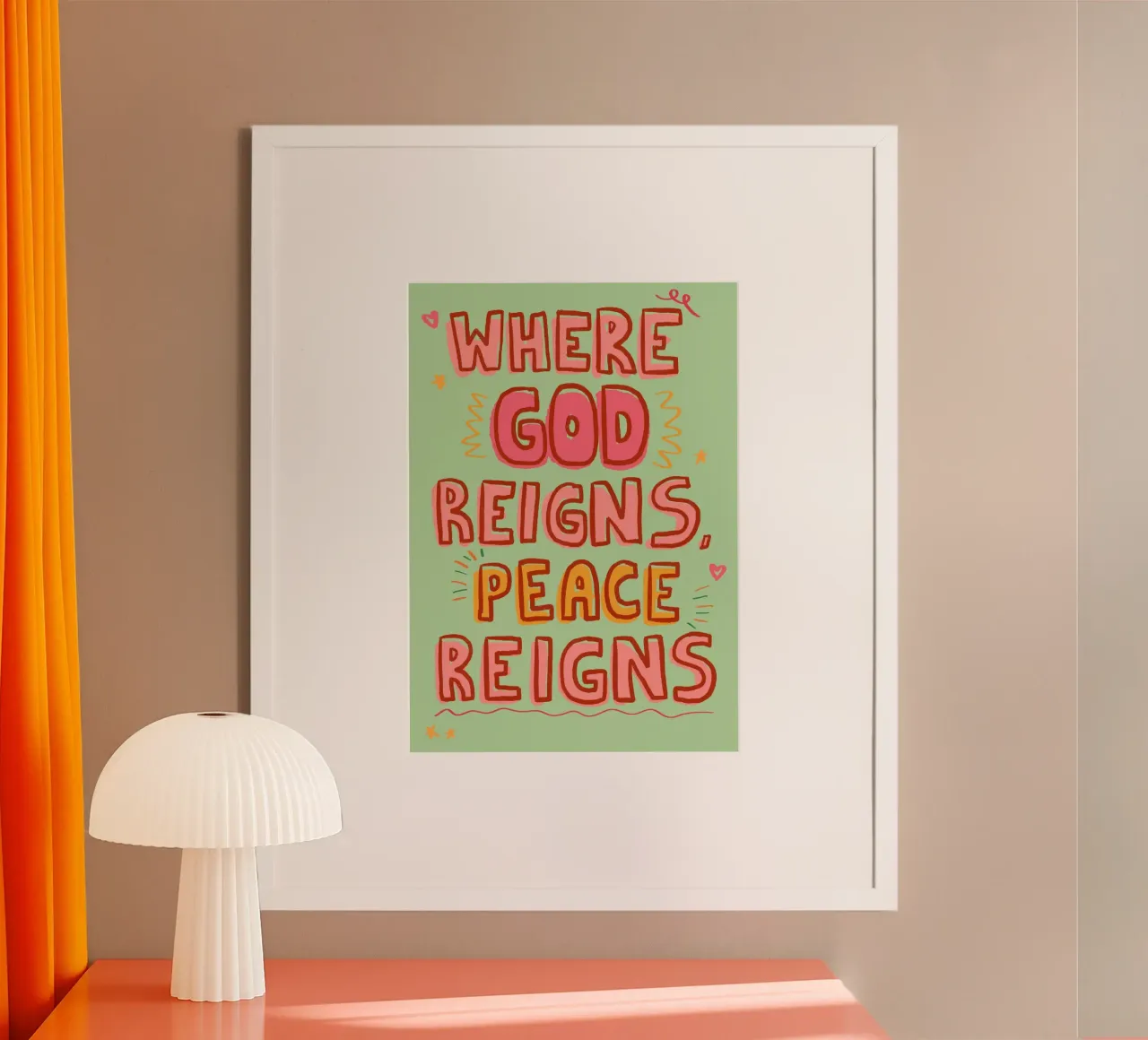 Dove regna Dio, regna la pace Arte poster con telaio in alluminio da vintagepod