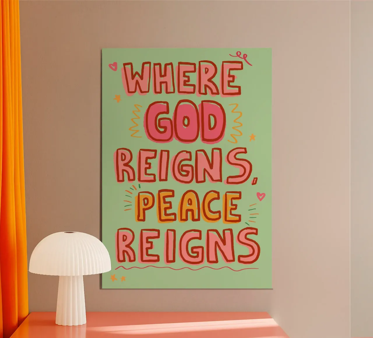 Dove regna Dio, regna la pace Arte poster con telaio in alluminio da vintagepod