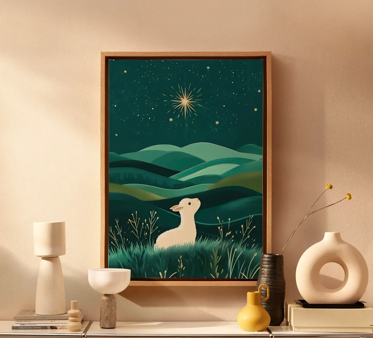 Star of Bethlehem, Christian Art Print canvas with Floater frame by vintagepod