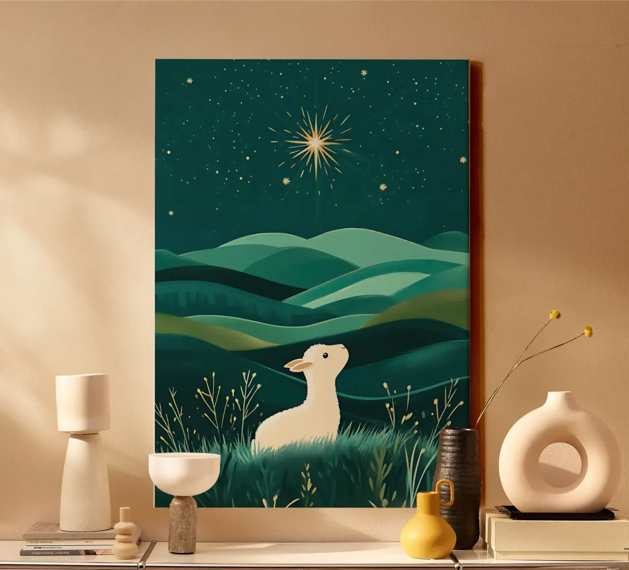 Star of Bethlehem, Christian Art Print canvas with Floater frame by vintagepod