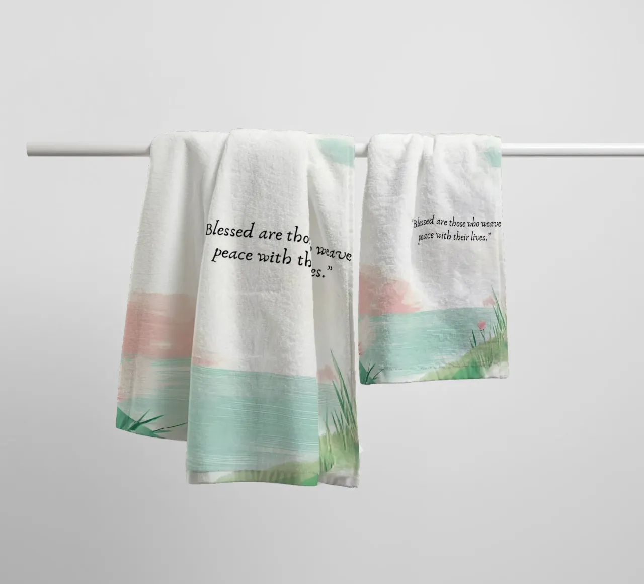 Gezegend zijn zij die vrede weven badhanddoek van vintagepod