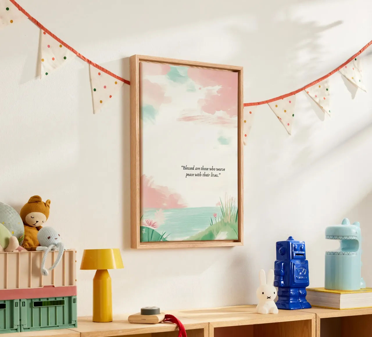 Gezegend zijn zij die vrede weven canvas met Baklijst van vintagepod