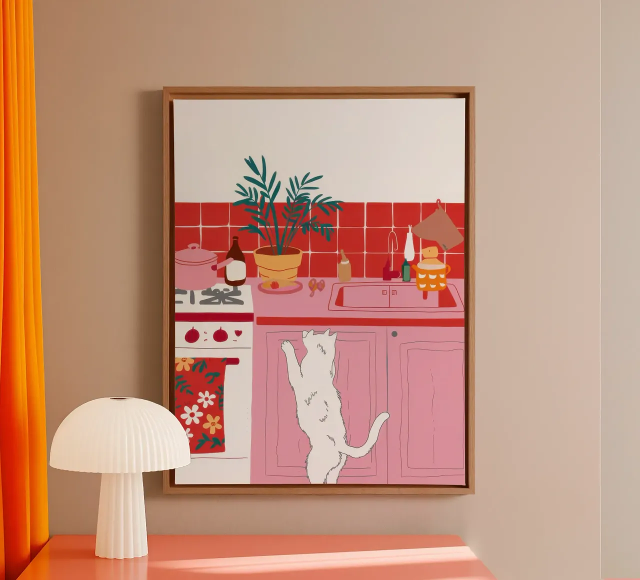 Cucina rosa Pounce tela con Cornice a cassetta da Heaven Craft