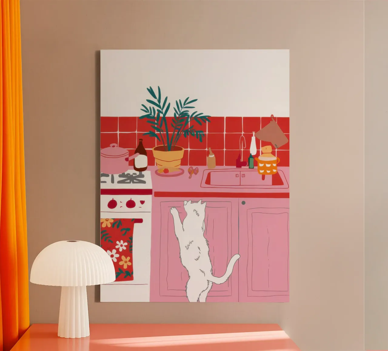 Cucina rosa Pounce tela con Cornice a cassetta da Heaven Craft