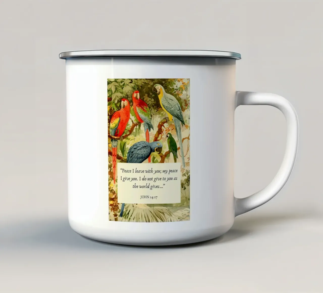 La pace che lascio con voi - Giovanni 14:27 tazza in smalto da vintagepod
