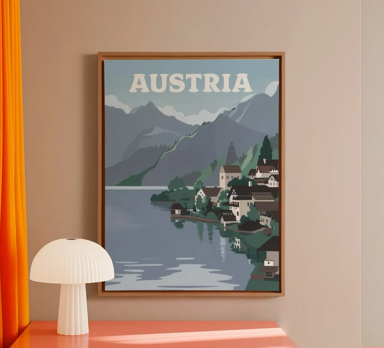 Austrian Lake Serenity canvas with Floater frame by Heaven Craft