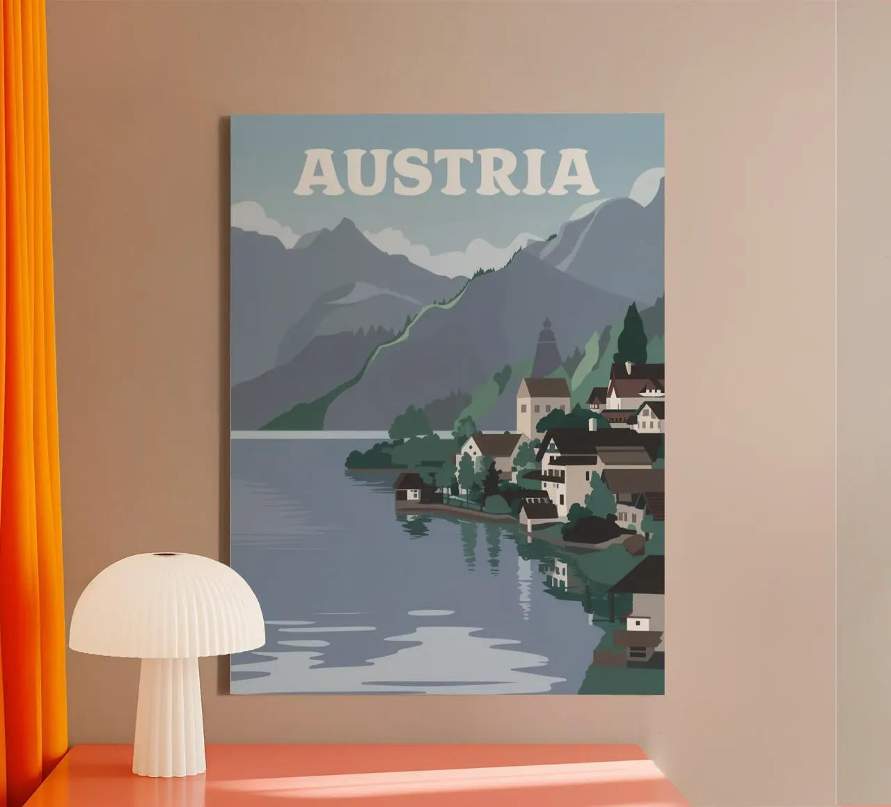 Austrian Lake Serenity canvas with Floater frame by Heaven Craft