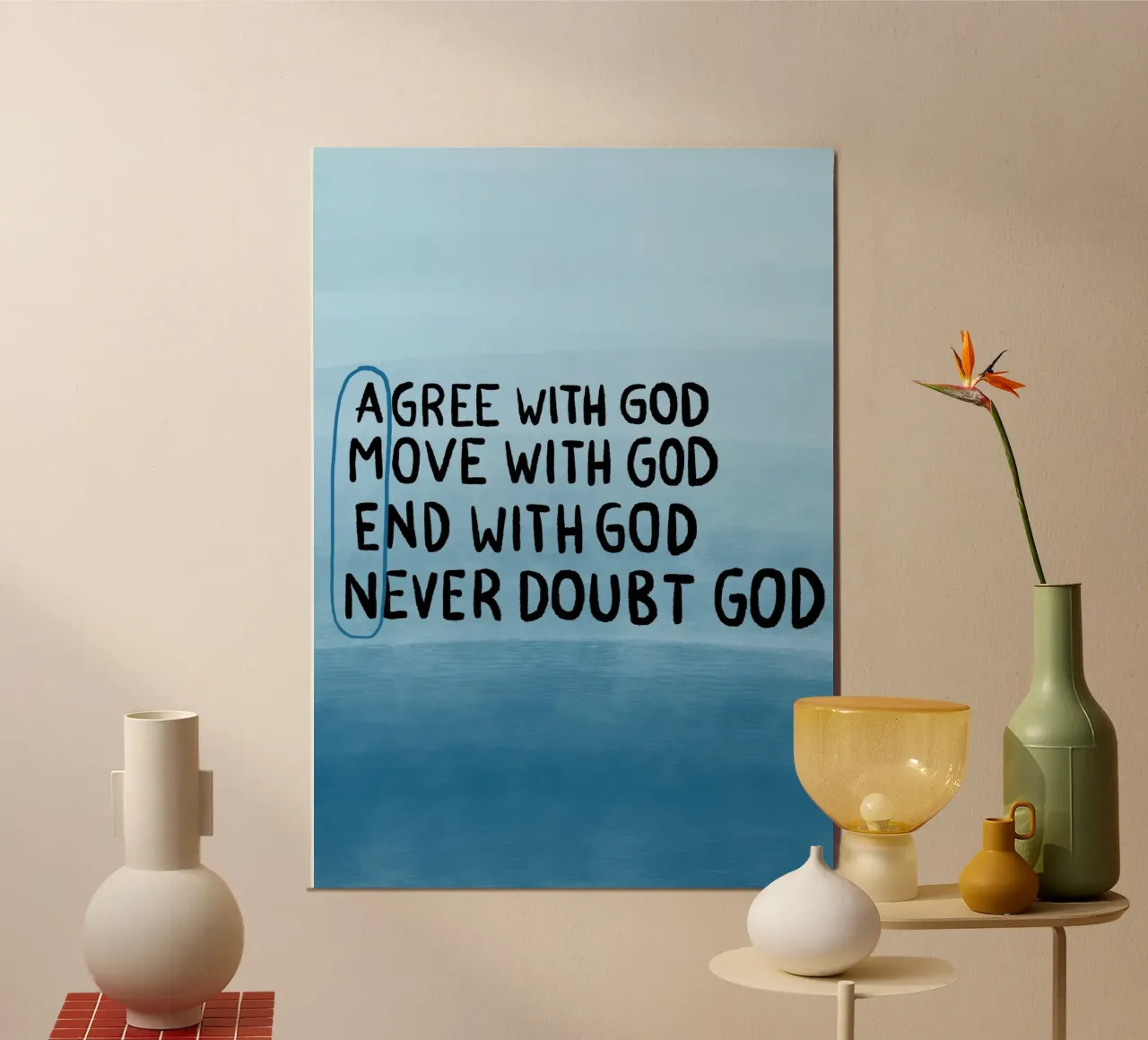 Ben het eens met God, Christian Scripture Wall Art Print, Bijbel Qu poster van vintagepod