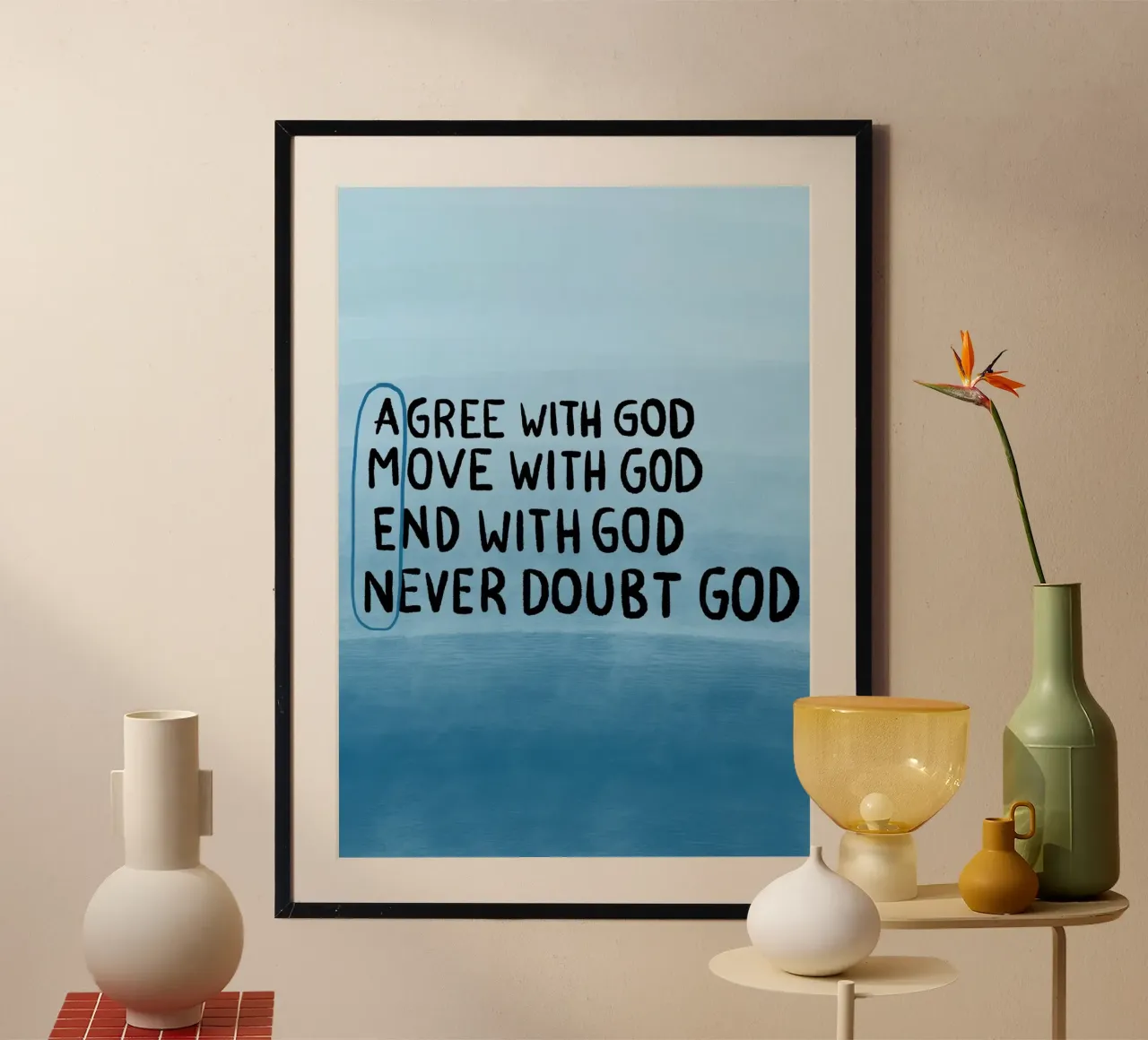 Ben het eens met God, Christian Scripture Wall Art Print, Bijbel Qu poster van vintagepod