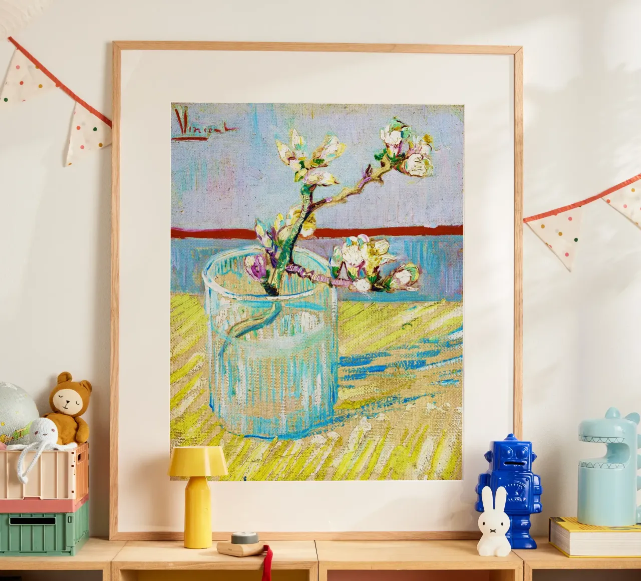 Vincent van Gogh - Rametto di mandorlo fiorito in un bicchiere poster da Venus Art