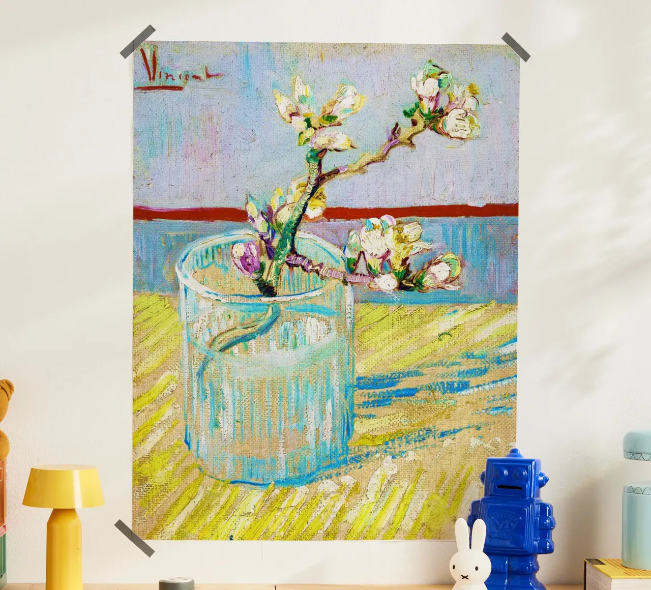 Vincent van Gogh - Rametto di mandorlo fiorito in un bicchiere poster da Venus Art
