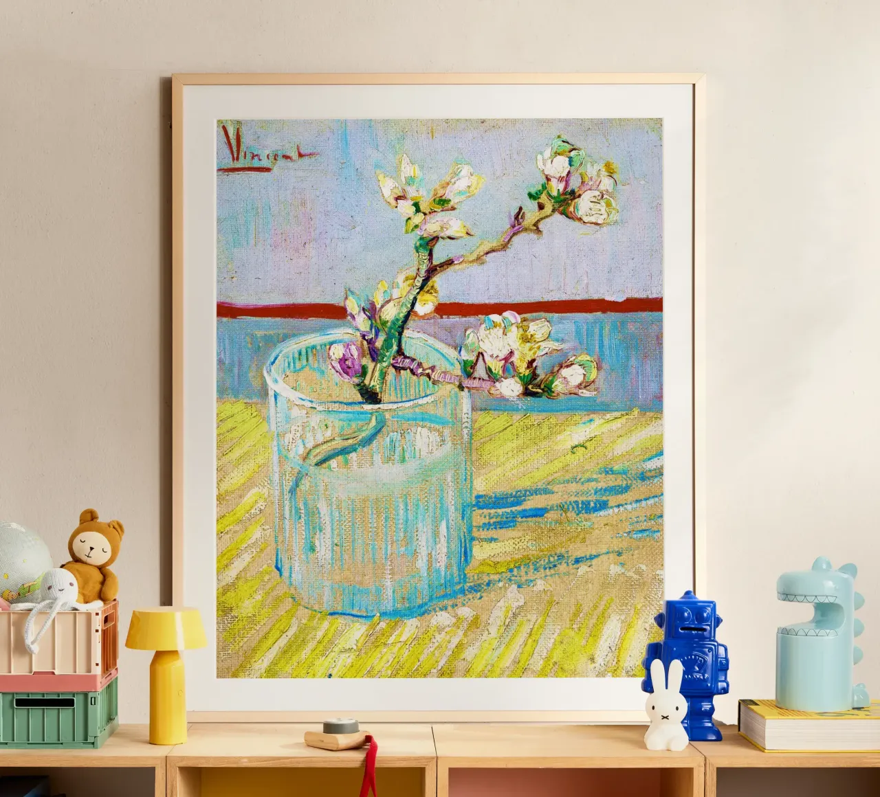 Vincent van Gogh - Rametto di mandorlo fiorito in un bicchiere poster da Venus Art