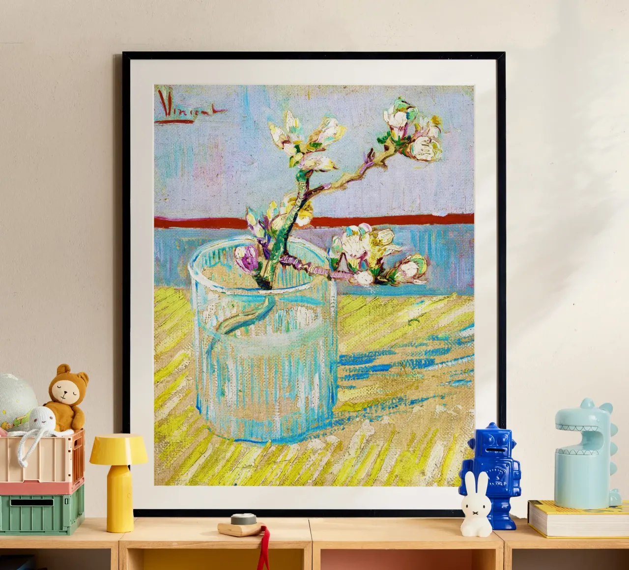 Vincent van Gogh - Rametto di mandorlo fiorito in un bicchiere poster da Venus Art