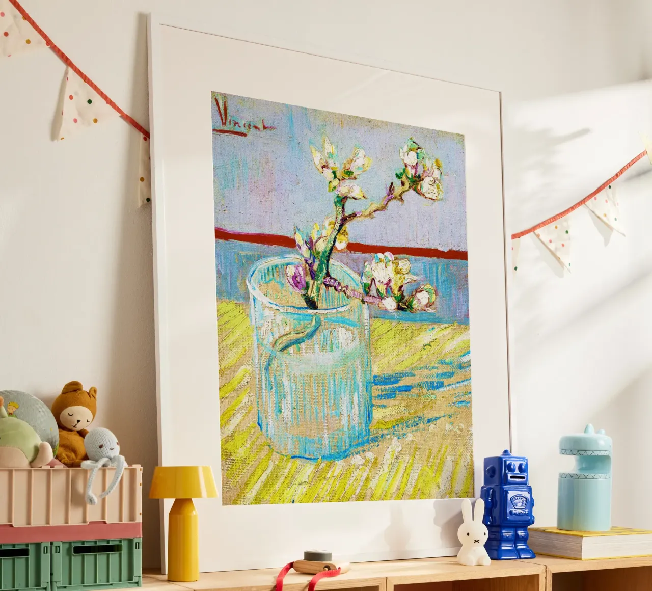 Vincent van Gogh - Rametto di mandorlo fiorito in un bicchiere poster da Venus Art