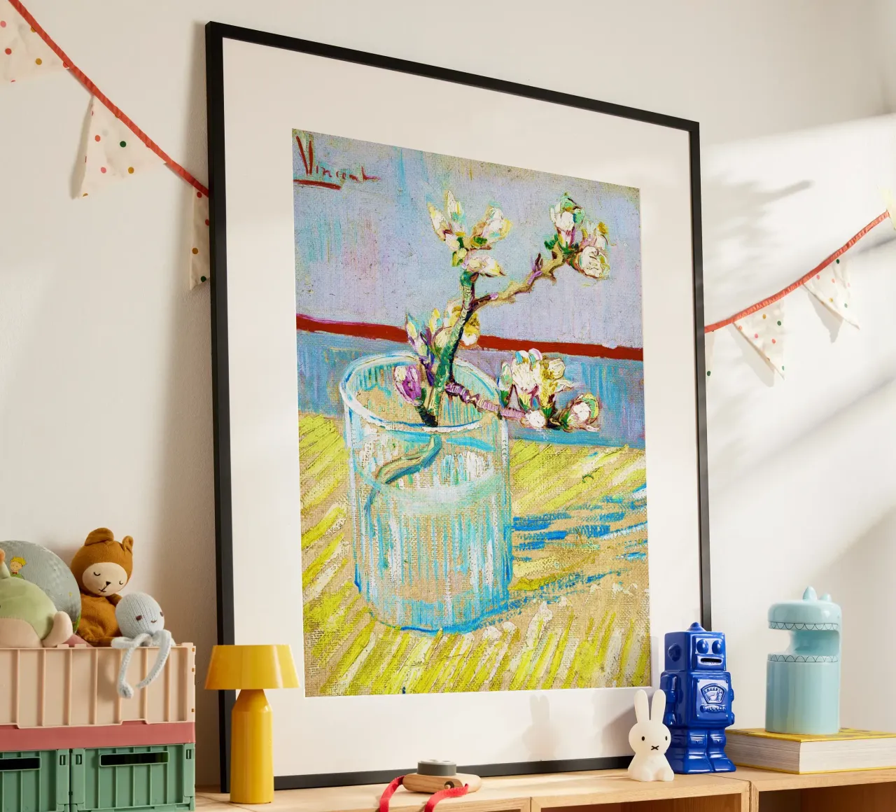 Vincent van Gogh - Rametto di mandorlo fiorito in un bicchiere poster da Venus Art